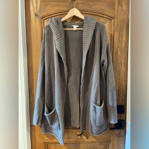 White + Warren Size M Open Cardigan